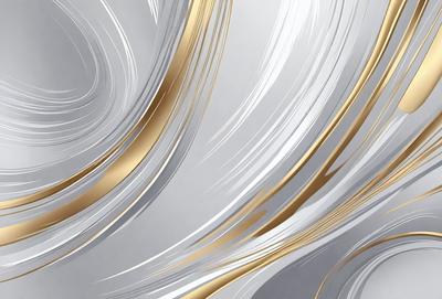 The primary subject of the image is a pattern of gold and white swirls. The setting is a white background, and the visual style appears to be a combination of digital art and illustration. The dominant colors are gold and white, creating a sense of elegance and sophistication.
