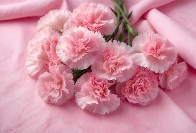 The primary subject of the image is a bouquet of pink flowers. The flowers are arranged in a vase, and they are placed on a pink surface. The setting appears to be a cozy and intimate environment, with the flowers being the main focus of the image. The visual style of the image is a close-up of the flowers, showcasing their details and beauty. The colors and mood of the image are predominantly pink, creating a warm and inviting atmosphere.