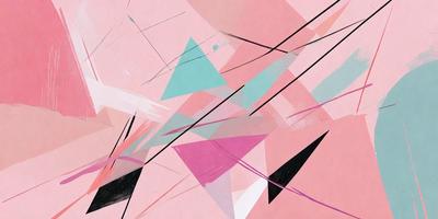 The primary subject of the image is a colorful, abstract artwork featuring a mix of pink, blue, and green colors. The setting is a pink background, which adds to the overall mood of the piece. The visual style of the artwork is a combination of digital art and illustration, creating a unique and eye-catching design. The colors and mood of the artwork are vibrant and lively, making it an appealing and engaging piece of art.