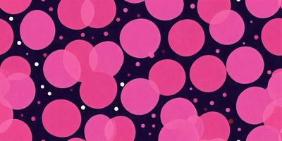 The primary subject of the image is a pattern of pink circles. The setting is a black background, which contrasts with the pink circles. The visual style is a combination of digital art and illustration, creating a unique and eye-catching design. The dominant colors are pink and black, giving the image a bold and vibrant appearance.
