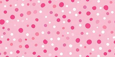 The primary subject of the image is a pattern of pink dots on a white background. The setting is a pink and white polka dot pattern, which creates a visually appealing and playful atmosphere. The visual style is a combination of digital art and illustration, as the dots are arranged in a deliberate and artistic manner. The colors and mood of the image are predominantly pink and white, giving it a cheerful and lighthearted feel.