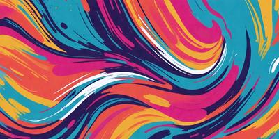 The primary subject of the image is a colorful, abstract painting featuring a mix of blue, orange, and pink hues. The painting is displayed on a blue and pink background, creating a vibrant and lively atmosphere. The visual style of the painting is a combination of digital art and illustration, giving it a unique and artistic appearance. The colors and mood of the painting evoke a sense of energy and creativity, making it an eye-catching and inspiring piece of art.