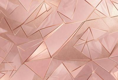 The primary subject of the image is a pink and gold patterned wall. The setting is a room with a pink and gold wallpaper, which creates a warm and inviting atmosphere. The visual style is a combination of digital art and illustration, giving the wallpaper a unique and artistic appearance. The dominant colors are pink and gold, which create a sense of luxury and elegance.