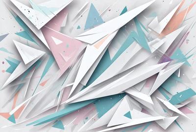 The primary subject of the image is a large, colorful, and abstract artwork featuring a mix of blue, pink, and white colors. The setting is a white background, which provides a clean and minimalist appearance. The visual style is a combination of digital art and illustration, creating a unique and eye-catching design. The overall atmosphere is vibrant and energetic, with the artwork's bold colors and intricate patterns capturing the viewer's attention.