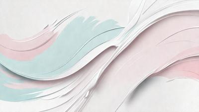 The primary subject of the image is a painting or drawing of a wave. The setting is a white background, and the visual style appears to be a combination of digital art and illustration. The colors and mood of the image are predominantly white and blue, creating a calm and serene atmosphere.