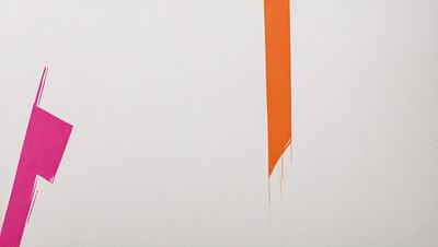 The primary subject of the image is a red line on a white background. The setting is a plain white wall, and the visual style appears to be a digital art or illustration. The dominant colors are red and white, creating a bold and striking visual effect.