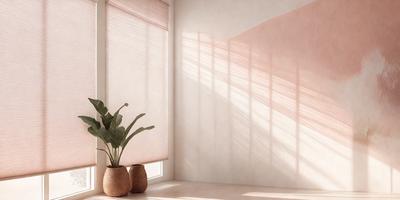 The primary subject of the image is a potted plant placed on a window sill. The setting is a room with a window, and the visual style appears to be a photo. The colors in the image are predominantly white, giving the scene a clean and minimalist appearance.