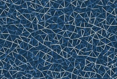 The primary subject of the image is a blue background with a pattern of white geometric shapes. The setting appears to be a blue and white patterned background, which creates a visually appealing and cohesive design. The visual style of the image is a combination of digital art and illustration, as the geometric shapes are intricately arranged and create a sense of depth and complexity. The colors and mood of the image are predominantly blue and white, which evoke a sense of calmness and sophistication.
