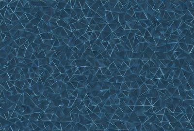The primary subject of the image is a blue background with a pattern of triangles. The setting is a blue wall, and the visual style is a patterned background. The dominant colors are blue and white, creating a calm and soothing atmosphere.