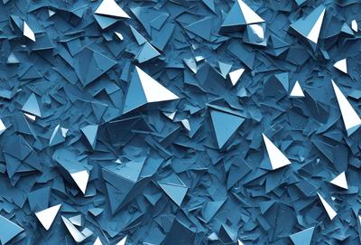 The primary subject of the image is a blue background with a pattern of white triangles. The setting appears to be a blue and white geometric pattern, which creates a visually appealing and cohesive design. The visual style of the image is a combination of digital art and illustration, as the triangles are arranged in a way that resembles a digital artwork. The colors and mood of the image are predominantly blue and white, which gives it a clean, modern, and sophisticated appearance.