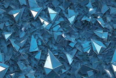 The primary subject of the image is a blue background with a pattern of blue triangles. The setting is a blue sky, and the visual style is a digital art or illustration. The dominant colors are blue, and the overall atmosphere is calm and serene.