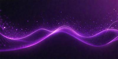 The primary subject of the image is a purple wave, which appears to be a digital art or illustration. The setting is a dark background, and the visual style gives the impression of a futuristic or abstract design. The dominant colors in the image are purple and pink, creating a mood of calmness and tranquility.