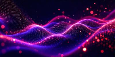 The primary subject of the image is a purple and pink wave pattern, which appears to be a digital art or illustration. The setting is a dark background, which contrasts with the vibrant colors of the wave pattern. The visual style suggests a modern and creative approach to art, with the use of digital tools to create intricate and visually appealing designs. The colors and mood of the image are predominantly purple and pink, giving it a calming and soothing atmosphere.