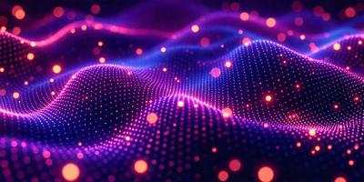 The primary subject of the image is a purple and red patterned background with a lot of dots. The setting is a digital artwork, and the visual style is a combination of digital art and illustration. The colors and mood of the image are vibrant and energetic, with the purple and red dots creating a lively and dynamic atmosphere.