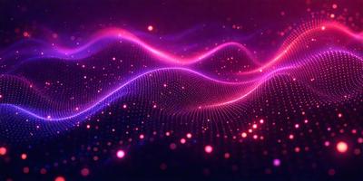 The primary subject of the image is a purple and pink wave pattern. The setting is a dark background, which contrasts with the vibrant colors of the wave pattern. The visual style is a digital art or illustration, as the wave pattern appears to be a digital creation. The colors and mood of the image are predominantly purple and pink, creating a sense of calmness and relaxation.