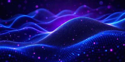 The primary subject of the image is a blue, purple, and white patterned surface. The setting is a dark background, which contrasts with the bright colors of the pattern. The visual style is a combination of digital art and illustration, creating a unique and eye-catching design. The colors and mood of the image are vibrant and energetic, with the blue and purple hues evoking a sense of calmness and tranquility.