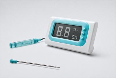 The primary subject of the image is a digital clock with a blue face. The clock is placed on a white surface, which serves as the setting or background. The visual style of the image is a photo, capturing the details of the clock and its surroundings. The colors in the image are predominantly white and blue, creating a clean and modern atmosphere.
