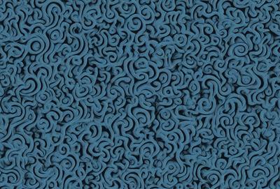 The primary subject of the image is a blue, swirling pattern that resembles a blue and white mosaic. The setting is a blue background, and the visual style appears to be a digital art or illustration. The dominant colors are blue and white, creating a calm and soothing atmosphere.