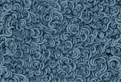 The primary subject of the image is a blue, swirly pattern that covers the entire surface. The setting is a blue background, and the visual style appears to be a digital art or illustration. The dominant colors are blue and white, creating a calm and soothing atmosphere.