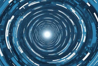 The primary subject of the image is a blue spiral, which appears to be a digital art or illustration. The spiral is set against a blue background, creating a visually striking scene. The visual style of the image suggests that it is a digital art or illustration, rather than a photo or a traditional drawing. The dominant colors in the image are blue and white, giving it a calm and serene atmosphere.