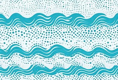 The primary subject of the image is a blue and white wave pattern. The setting is a white and blue ocean, with the waves creating a visually appealing and dynamic scene. The visual style is a combination of digital art and illustration, giving the image a modern and artistic appearance. The dominant colors are blue and white, creating a calming and serene atmosphere.