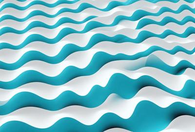The primary subject of the image is a blue and white wave pattern. The setting is a blue and white surface, which could be a wallpaper, a painting, or a digital artwork. The visual style is a combination of photo and digital art, creating a unique and eye-catching design. The dominant colors are blue and white, giving the image a calm and soothing atmosphere.