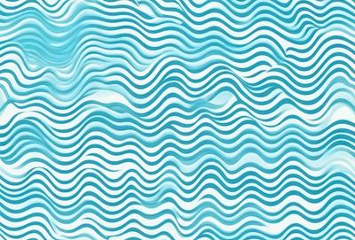The primary subject of the image is a blue and white patterned surface, which appears to be a water-like texture. The setting is a blue ocean, and the visual style is a combination of a photo and digital art. The dominant colors are blue and white, creating a calm and serene atmosphere.