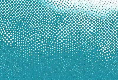 The primary subject of the image is a blue and white polka dot pattern. The setting is a blue background, and the visual style appears to be a digital art or illustration. The dominant colors are blue and white, creating a calm and soothing atmosphere.