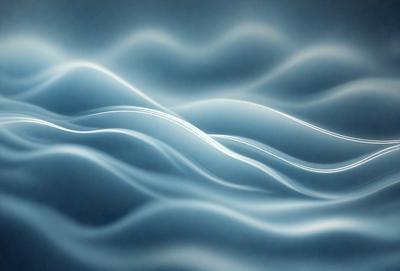 The primary subject of the image is a blue ocean with waves. The setting is the ocean, and the visual style is a photo. The dominant colors are blue and white, creating a serene and calming atmosphere.