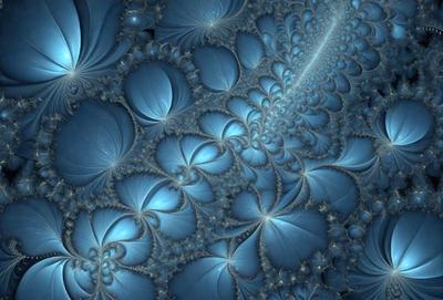 The primary subject of the image is a blue and white swirling pattern, which appears to be a digital art or illustration. The setting is a blue background, and the visual style is a combination of digital art and illustration. The colors and mood of the image are predominantly blue and white, creating a sense of calmness and tranquility.