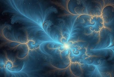 The primary subject of the image is a blue and orange swirling pattern, which appears to be a digital art or illustration. The setting is a night sky, with stars visible in the background. The visual style is a combination of digital art and illustration, creating a unique and captivating image. The dominant colors are blue and orange, giving the scene a vibrant and lively atmosphere.
