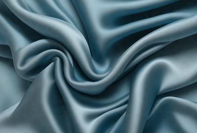 The primary subject of the image is a blue fabric, which appears to be a piece of cloth or a curtain. The setting is a room with a blue background, which complements the blue fabric. The visual style is a close-up of the fabric, showcasing its texture and details. The colors and mood of the image are predominantly blue, creating a calm and serene atmosphere.