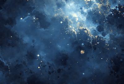 The primary subject of the image is a beautiful, dark blue sky filled with stars. The setting is a nighttime sky, with the stars shining brightly against the dark background. The visual style of the image is a combination of a photo and digital art, creating a stunning and captivating scene. The colors and mood of the image are predominantly dark and moody, with the stars providing a touch of brightness and contrast.