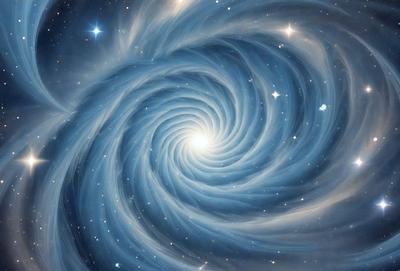 The primary subject of the image is a spiral pattern, which is the main object, scene, or focus of the image. The spiral pattern is set against a blue background, which adds to the overall atmosphere of the image. The visual style of the image is digital art, as it appears to be a digital illustration or drawing. The colors and mood of the image are predominantly blue, creating a sense of calmness and tranquility.