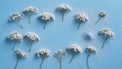 The primary subject of the image is a close-up of a flower, with a blue background. The flower is surrounded by a few other flowers, creating a visually appealing scene. The setting appears to be a still life, with the focus on the flower and its surrounding elements. The visual style of the image is a combination of photo and digital art, as it captures the beauty of the flower in a realistic yet artistic manner. The colors and mood of the image are predominantly blue, creating a calm and ser