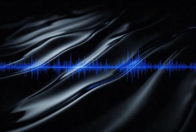 The primary subject of the image is a blue wave or ripple pattern, which is the main focus of the image. The setting is a black background, which contrasts with the blue wave. The visual style is a digital art or illustration, as the wave appears to be a digital creation. The dominant colors are blue and black, creating a calm and serene atmosphere.