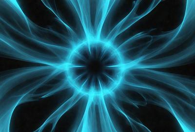 The primary subject of the image is a blue, circular, swirling pattern. The setting is a dark background, which contrasts with the bright blue swirls. The visual style is a combination of digital art and illustration, creating a unique and captivating design. The colors and mood of the image are predominantly blue, giving it a calm and serene atmosphere.