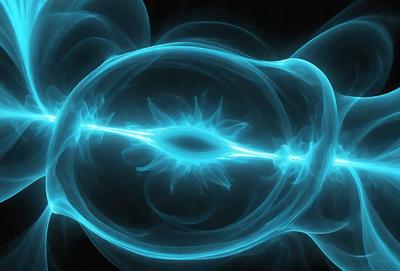 The primary subject of the image is a blue lightning bolt, which is the main object, scene, or focus of the image. The setting/background features a dark blue background, which adds to the overall atmosphere. The visual style of the image is digital art, as it appears to be a digital illustration or drawing. The dominant colors in the image are blue and white, creating a sense of energy and movement.