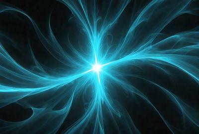 The primary subject of the image is a blue light, which appears to be a bright star or a light source. The setting is a dark background, which contrasts with the bright blue light. The visual style of the image is a digital art or illustration, as it features a blue light with a swirling pattern. The colors and mood of the image are predominantly blue, creating a sense of calmness and tranquility.