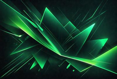 The primary subject of the image is a green and white geometric pattern. The setting is a dark background, which contrasts with the bright colors of the pattern. The visual style is a digital art or illustration, showcasing the intricate design of the pattern. The dominant colors are green and white, creating a lively and vibrant atmosphere.