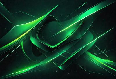 The primary subject of the image is a green, abstract design. The setting is a dark background, which contrasts with the bright green colors of the design. The visual style appears to be a combination of digital art and illustration, creating a unique and eye-catching pattern. The colors and mood of the image are predominantly green, giving it a fresh and lively atmosphere.
