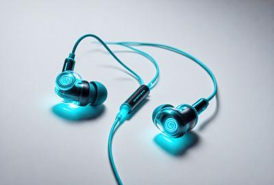 The primary subject of the image is a pair of blue headphones. The headphones are placed on a white surface, which serves as the background. The visual style of the image is a photo, capturing the details of the headphones. The dominant colors in the image are blue and white, creating a clean and modern atmosphere.