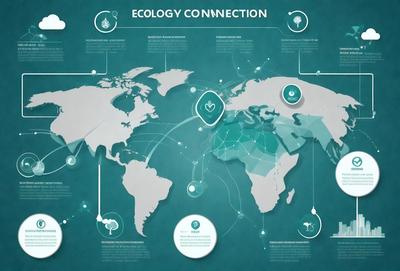The primary subject of the image is a large, detailed map of the world. The map is displayed on a blue background, and it features various symbols and icons representing different aspects of the world, such as countries, continents, and ecosystems. The visual style of the map is a combination of digital art and illustration, creating a visually appealing and informative representation of the world. The colors and mood of the map are predominantly blue, which gives it a calm and soothing atmosphere.