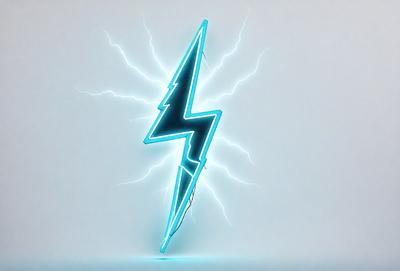 The primary subject of the image is a lightning bolt, which is a bright blue and white electric discharge. The lightning bolt is the main focus of the image, and it is set against a white background. The visual style of the image is digital art, as it appears to be a computer-generated lightning bolt. The dominant colors in the image are blue and white, creating a vibrant and energetic atmosphere.