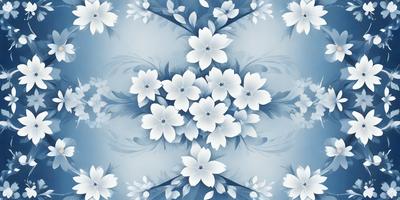 The primary subject of the image is a beautiful arrangement of white flowers. The flowers are arranged in a pattern, creating a visually appealing and harmonious display. The setting is a blue background, which adds a sense of depth and contrast to the image. The visual style is a combination of photo and digital art, resulting in a high-quality and detailed representation of the flowers. The colors and mood of the image are predominantly white and serene, evoking a sense of calmness and tranquility.