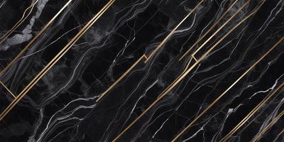 The primary subject of the image is a black and gold marble pattern. The setting is a black and gold marble wall, which serves as the background. The visual style is a close-up of the marble pattern, showcasing the intricate details of the design. The colors and mood of the image are predominantly black and gold, creating a luxurious and elegant atmosphere.