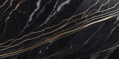 The primary subject of the image is a close-up of a marble countertop with a gold-colored design. The setting is a black marble countertop, and the visual style is a photo. The colors and mood of the image are predominantly black and gold, creating a luxurious and elegant atmosphere.