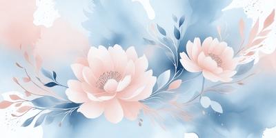 The primary subject of the image is a beautifully drawn pink flower with a white center. The flower is surrounded by a blue background, which adds a sense of depth and contrast to the scene. The visual style of the image is a combination of digital art and illustration, creating a vibrant and detailed representation of the flower. The colors and mood of the image are predominantly pink and blue, evoking a sense of tranquility and elegance.