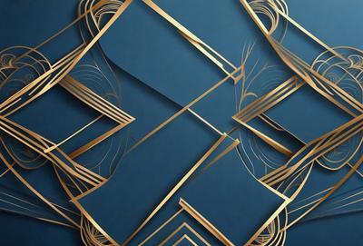 The primary subject of the image is a blue background with a gold design. The setting is a blue wall, and the visual style is a combination of digital art and illustration. The colors and mood of the image are predominantly blue and gold, creating a sense of elegance and sophistication.