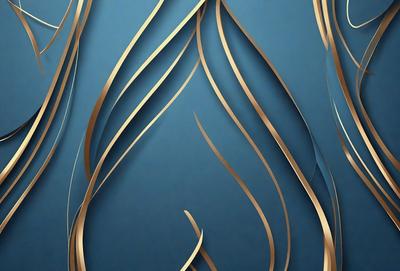 The primary subject of the image is a blue background with a gold flame design. The setting is a blue wall, and the visual style is a digital art or illustration. The dominant colors are blue and gold, creating a calm and serene atmosphere.